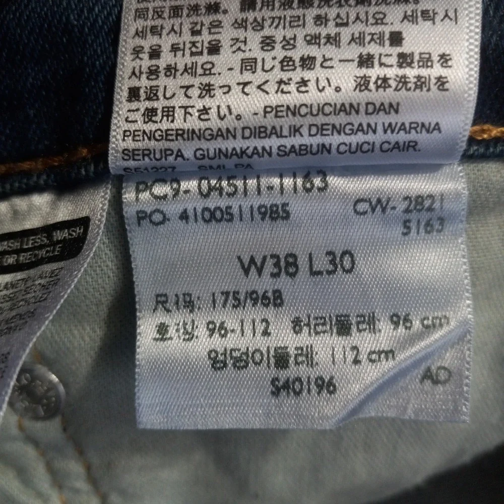 Levis 511 Slim Fit Jeans Mens 38x30‎ Medium Wash Blue Denim 04511-1163